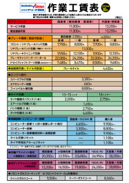 作業工賃表　(2024年10月改定)